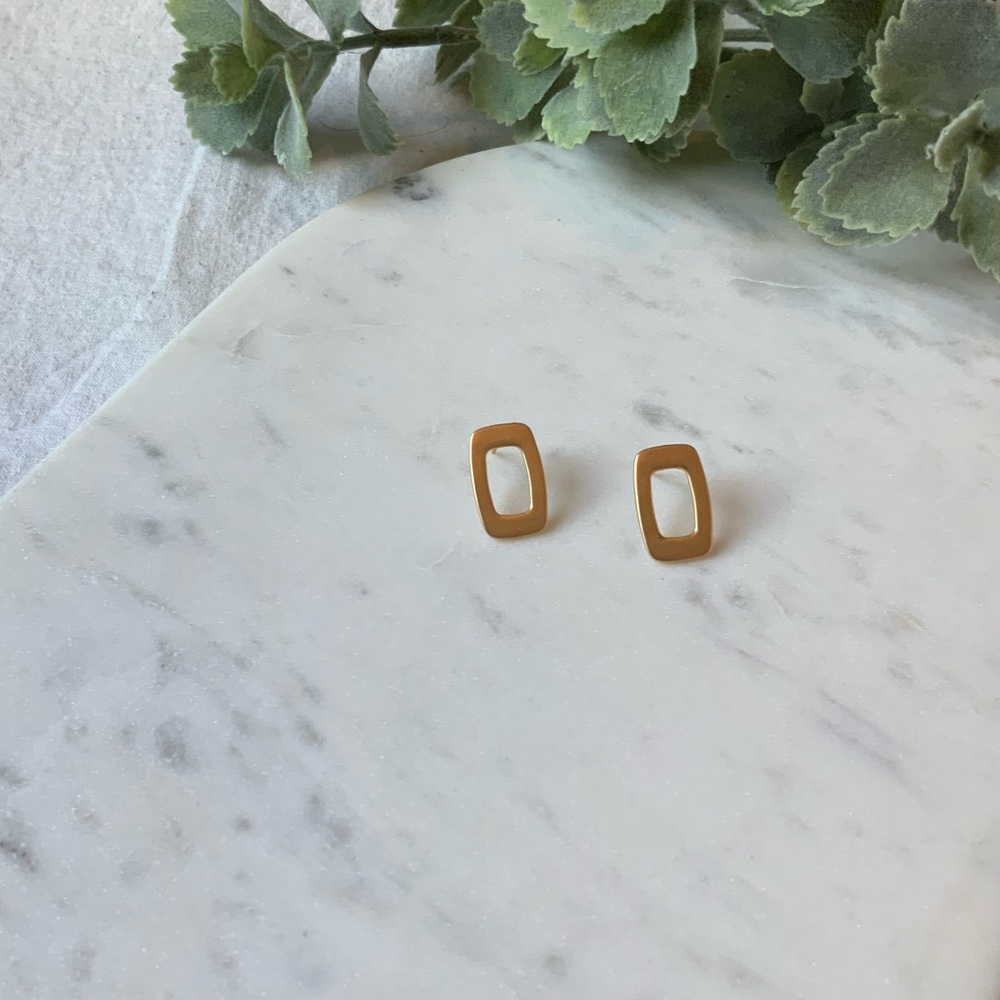 The Flannery - Gold Brushed Geometric Studs - Picture 5 of 6